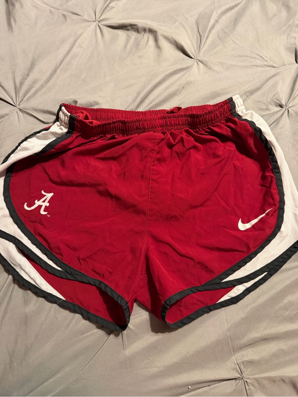 Nike Women’s Crimson Athletic Running Shorts with White Swoosh